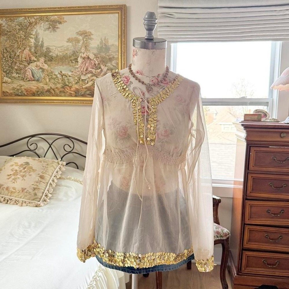 silk fairy top Y2K silk embellished top size large